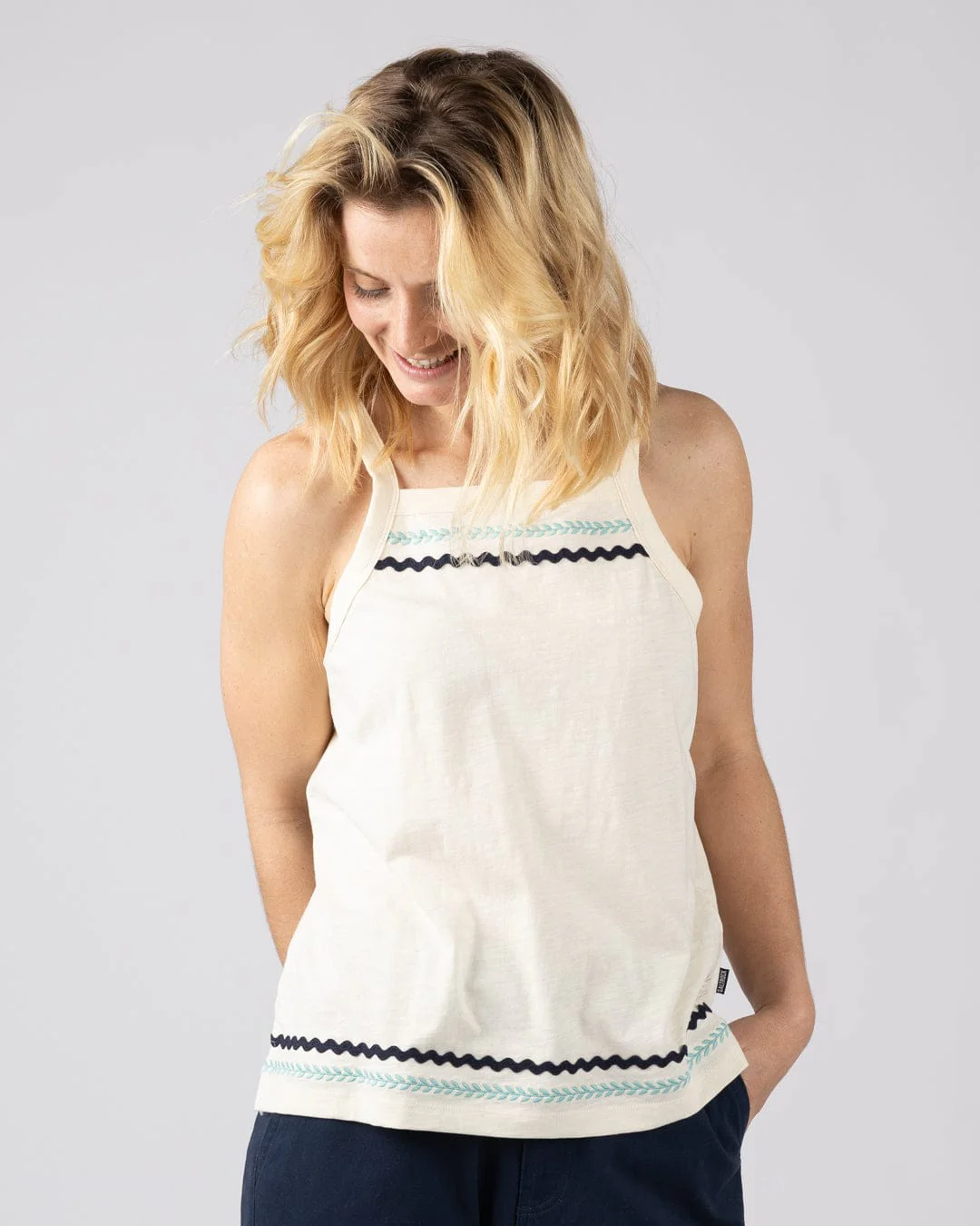 Talwyn - Womens Slub Vest - Cream - Image 2