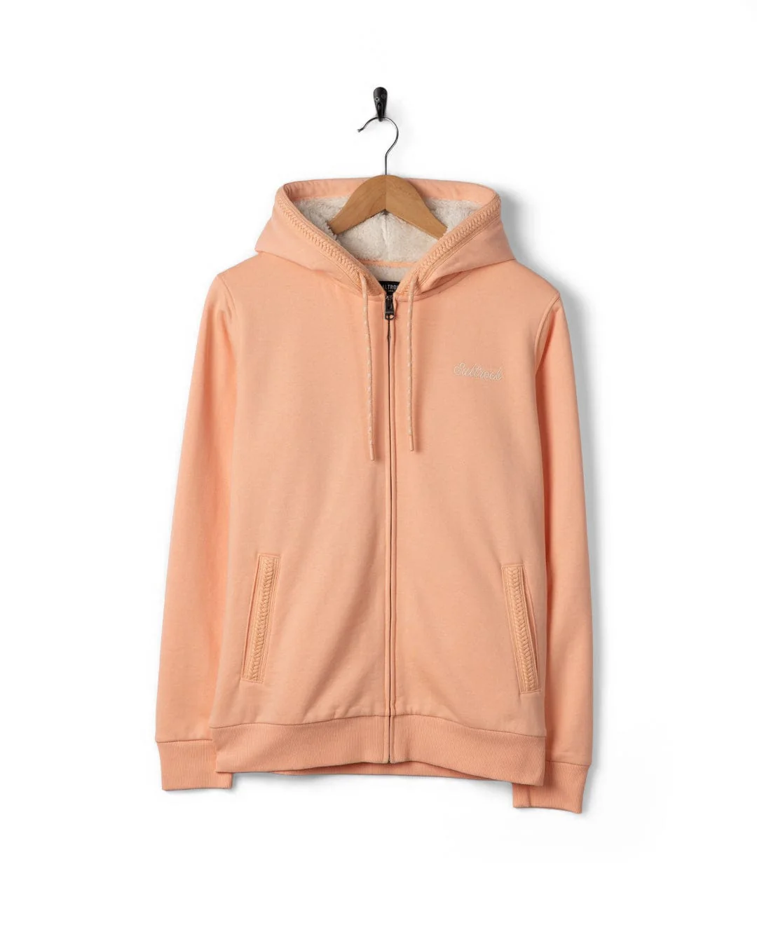 Tamsin - Womens Borg Lined Hoodie - Light Pink - Image 3