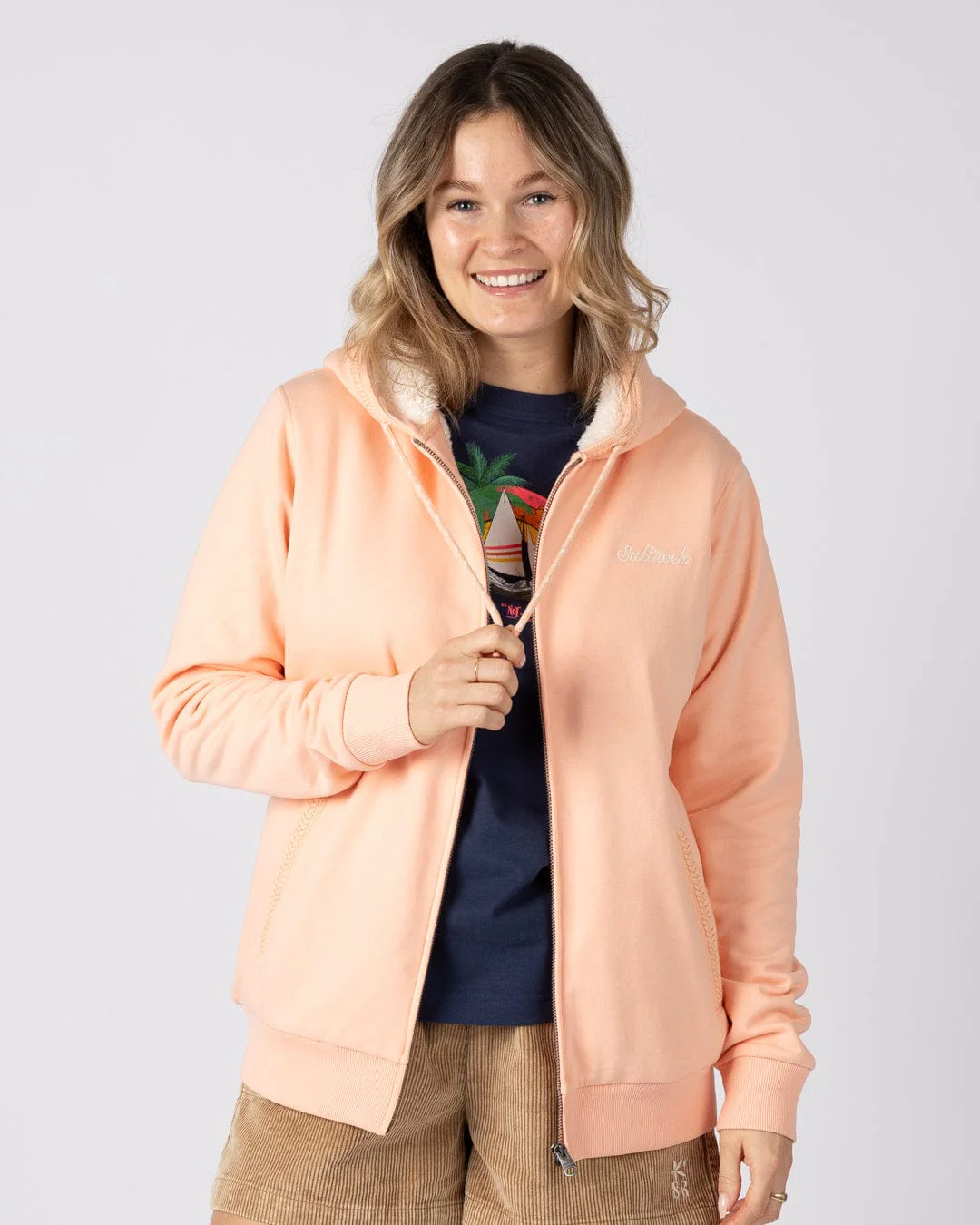 Tamsin - Womens Borg Lined Hoodie - Light Pink - Image 5