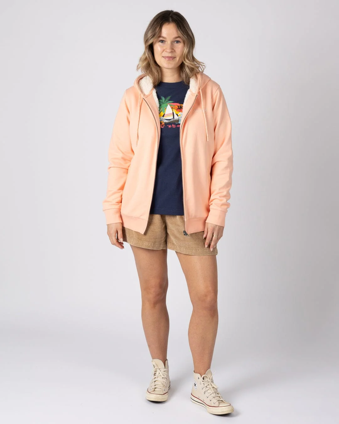 Tamsin - Womens Borg Lined Hoodie - Light Pink - Image 6