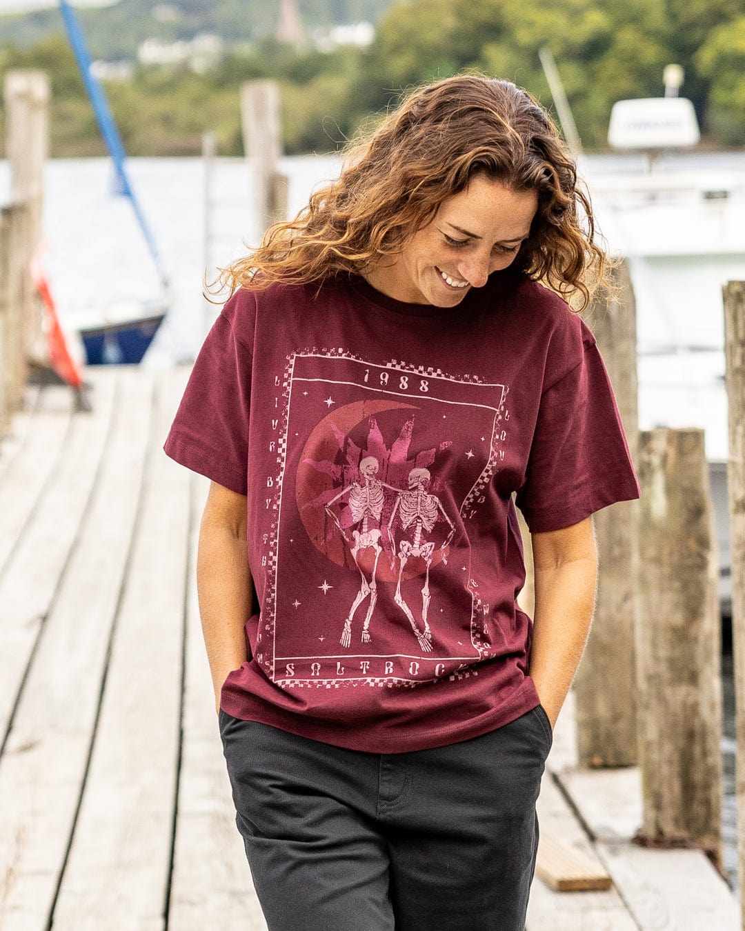 Tarot Moon - Womens Oversized Short Sleeve T-Shirt - Dark Purple - Image 3