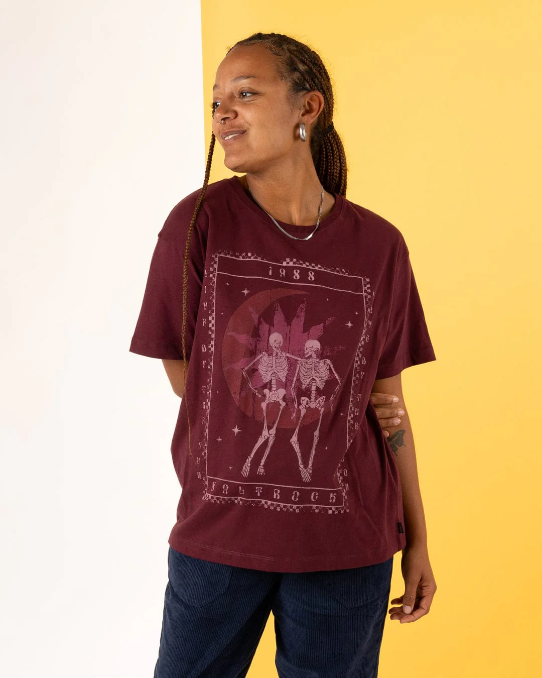 Tarot Moon - Womens Oversized Short Sleeve T-Shirt - Dark Purple - Image 5
