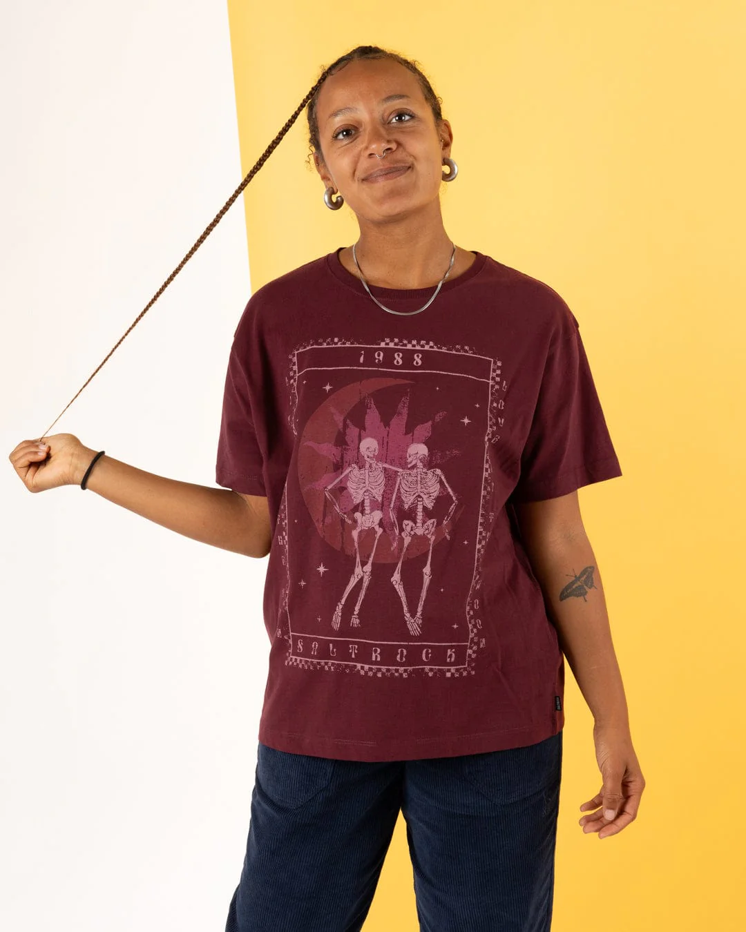 Tarot Moon - Womens Oversized Short Sleeve T-Shirt - Dark Purple - Image 6
