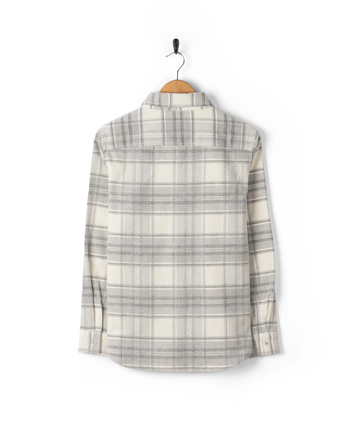 Tiff -Womens Corduroy Check Shirt - Cream/Grey - Image 3