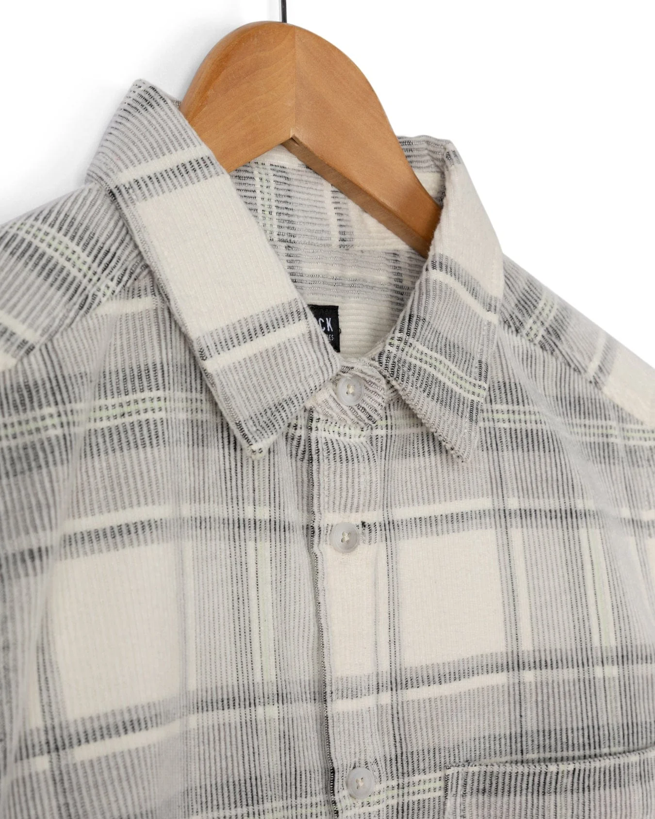 Tiff -Womens Corduroy Check Shirt - Cream/Grey - Image 9