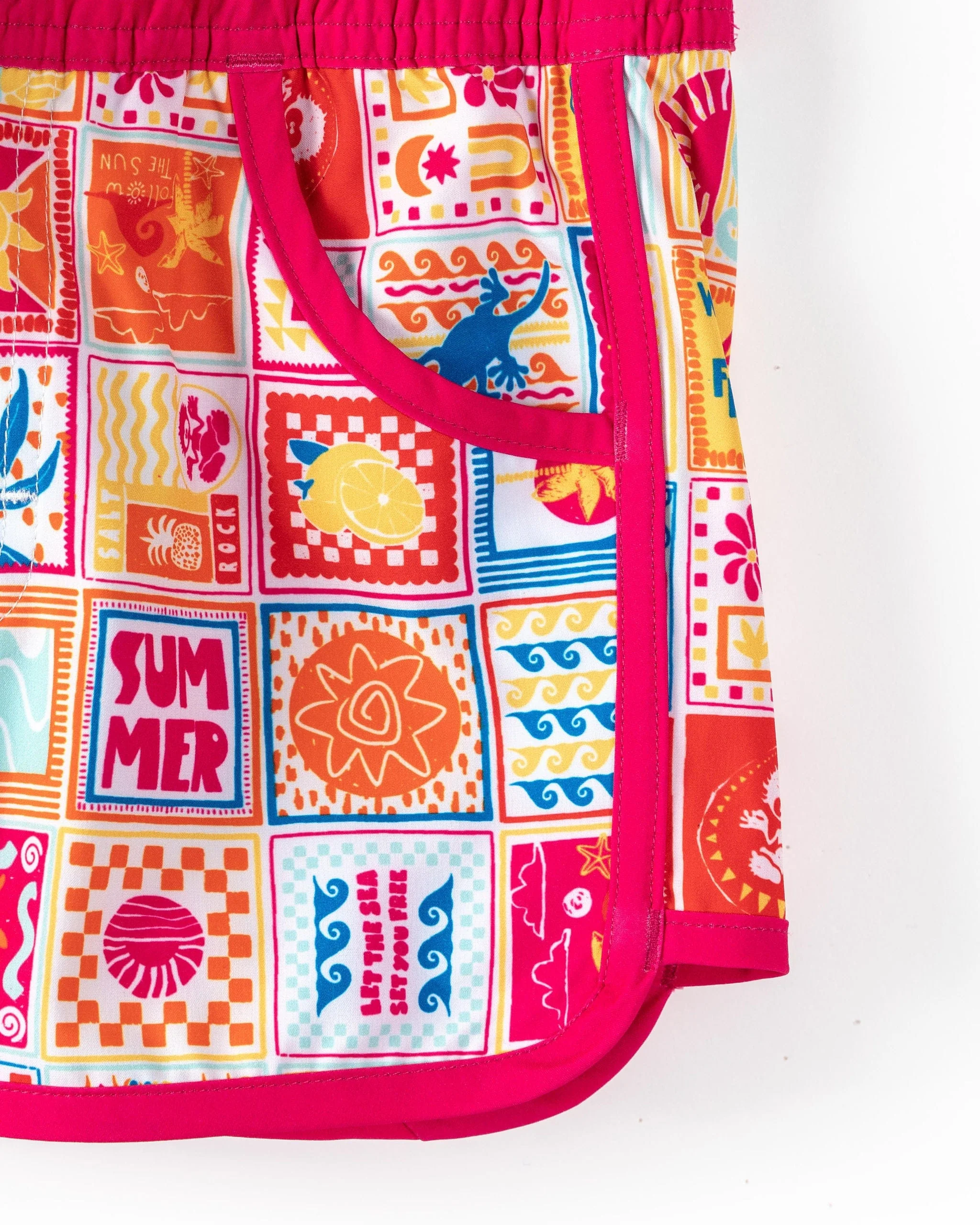 Tiles - Kids Recycled Boardshorts - Pink - Image 3