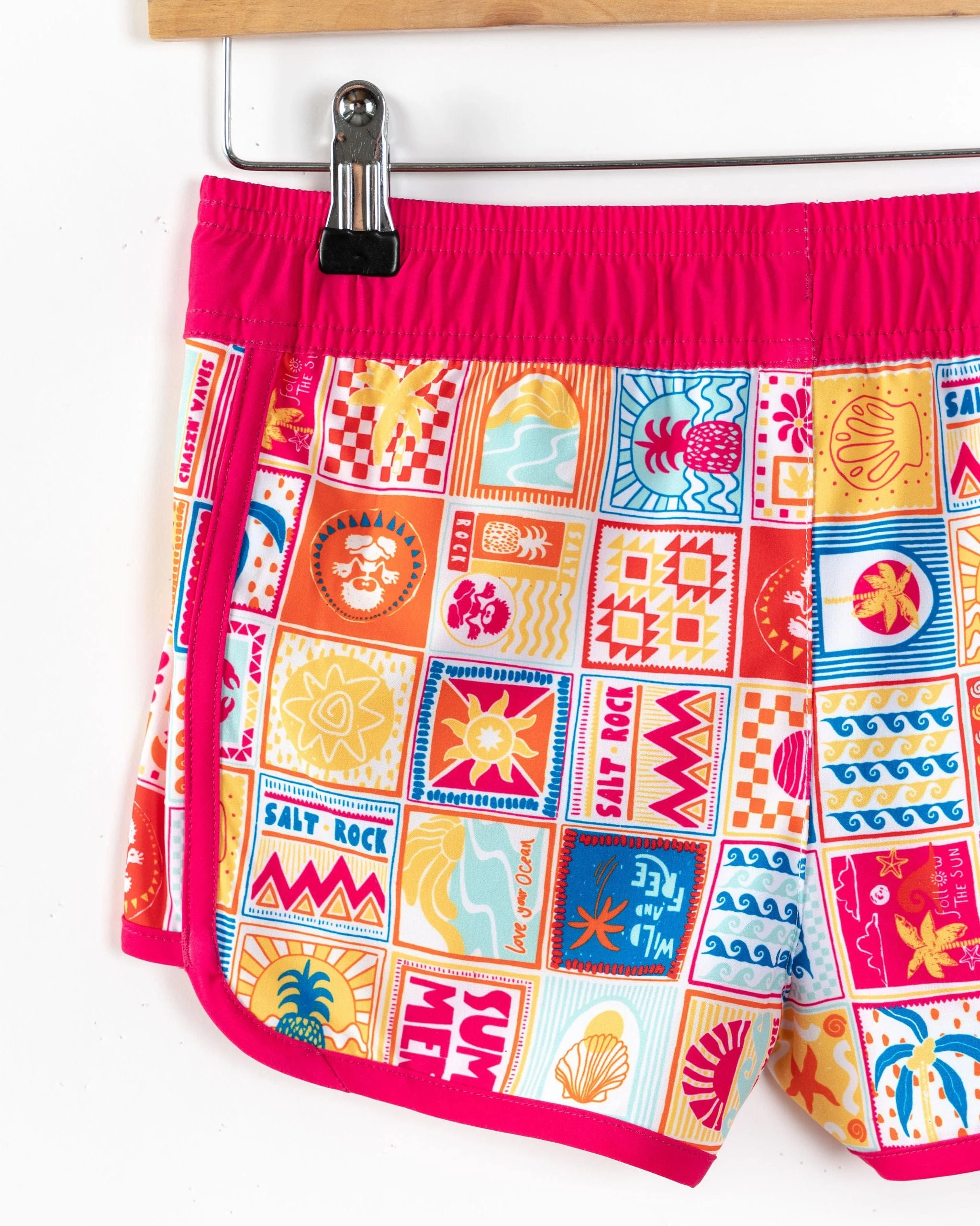 Tiles - Kids Recycled Boardshorts - Pink - Image 5