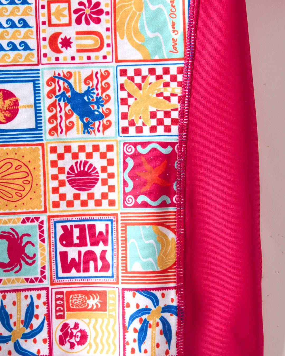 Tiles - Kids UPF Recycled Rashvest - Pink - Image 4