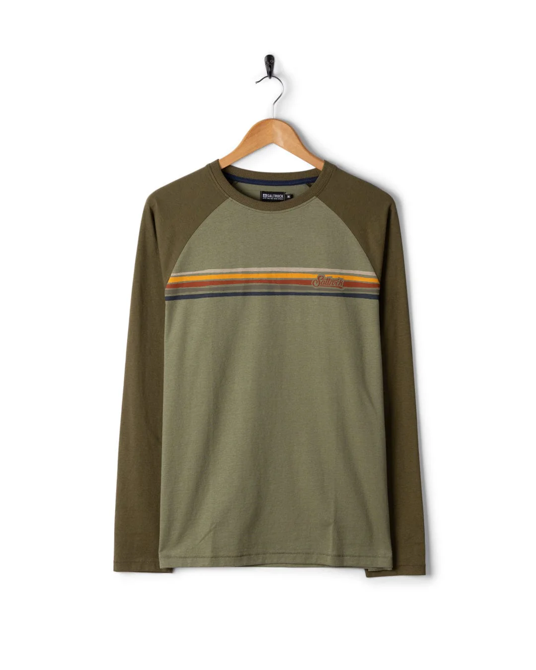 Torn Stripe - Mens Long Sleeve T-Shirt - Green - Image 2