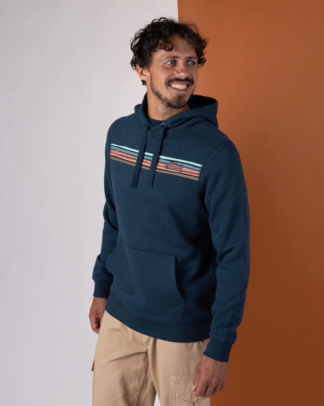 Torn Stripe - Mens Pop Hoodie - Blue - Image 3