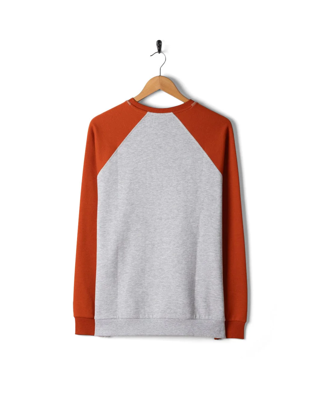 Torn Stripe - Mens Raglan Sweat - Orange/Grey - Image 5