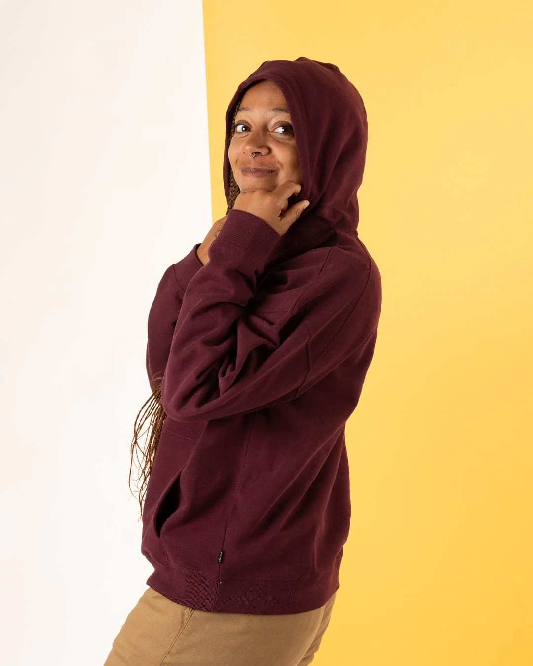Trader Ditsy - Womens Pop Hoodie - Dark Purple - Image 4