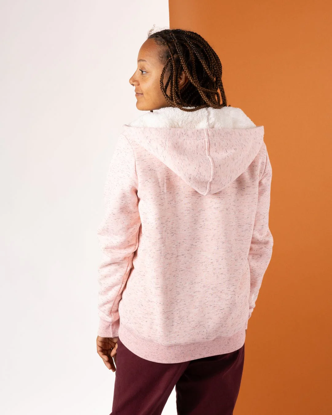 Trader Sleeve - Womens Borg Lined Hoodie - Light Pink - Image 5