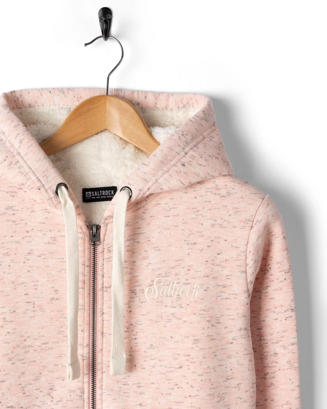 Trader Sleeve - Womens Borg Lined Hoodie - Light Pink - Image 8