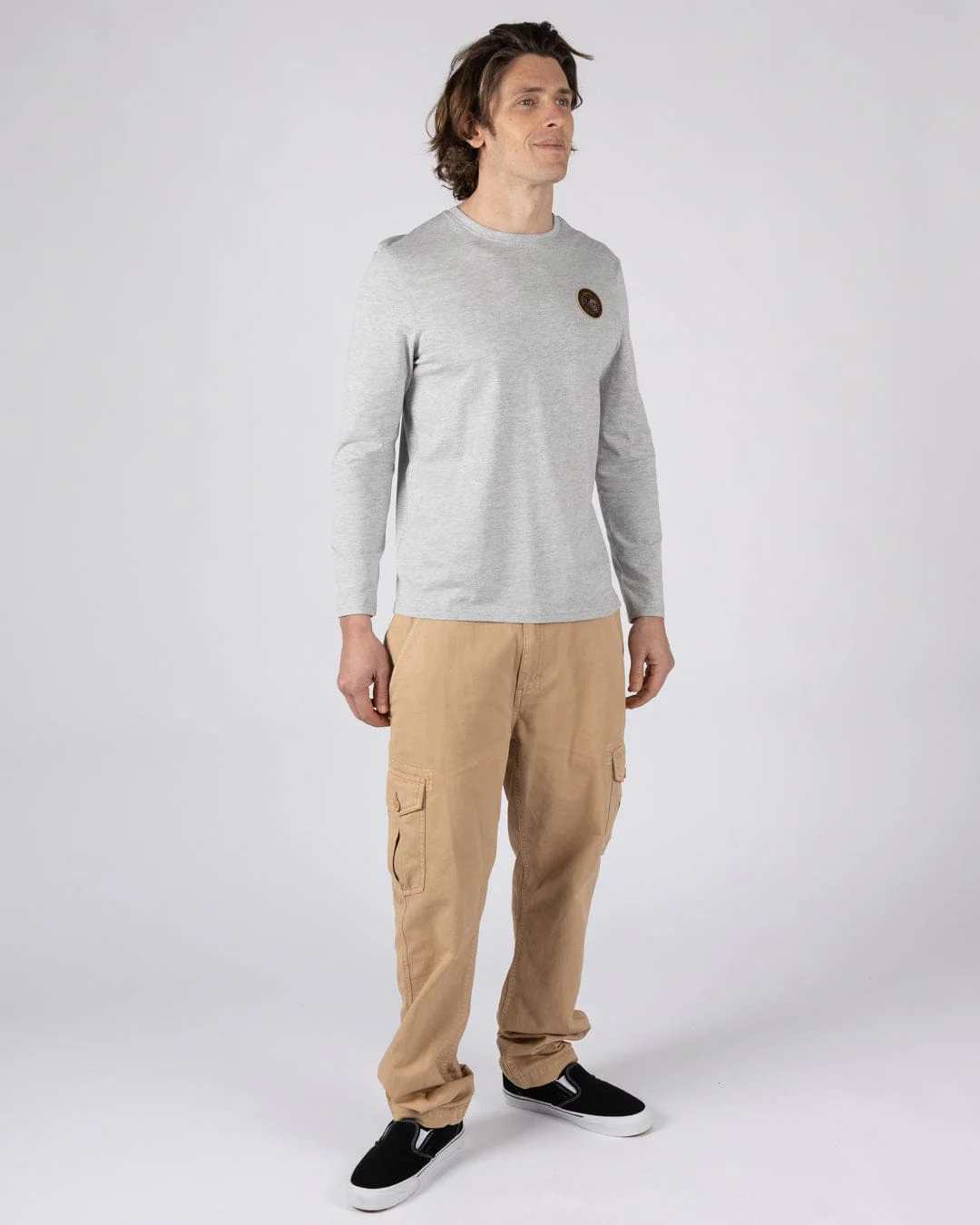 Trail Badge - Mens Long Sleeve T-Shirt - Grey - Image 4