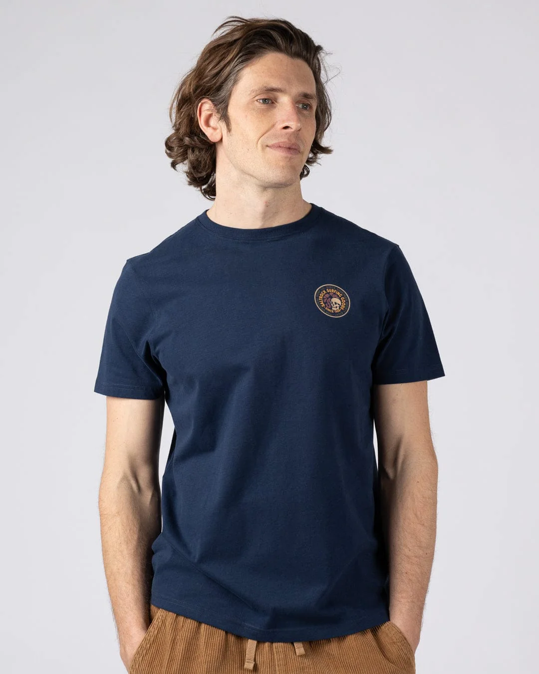 Trail Badge Print - Mens Short Sleeve T-Shirt- Blue - Image 3