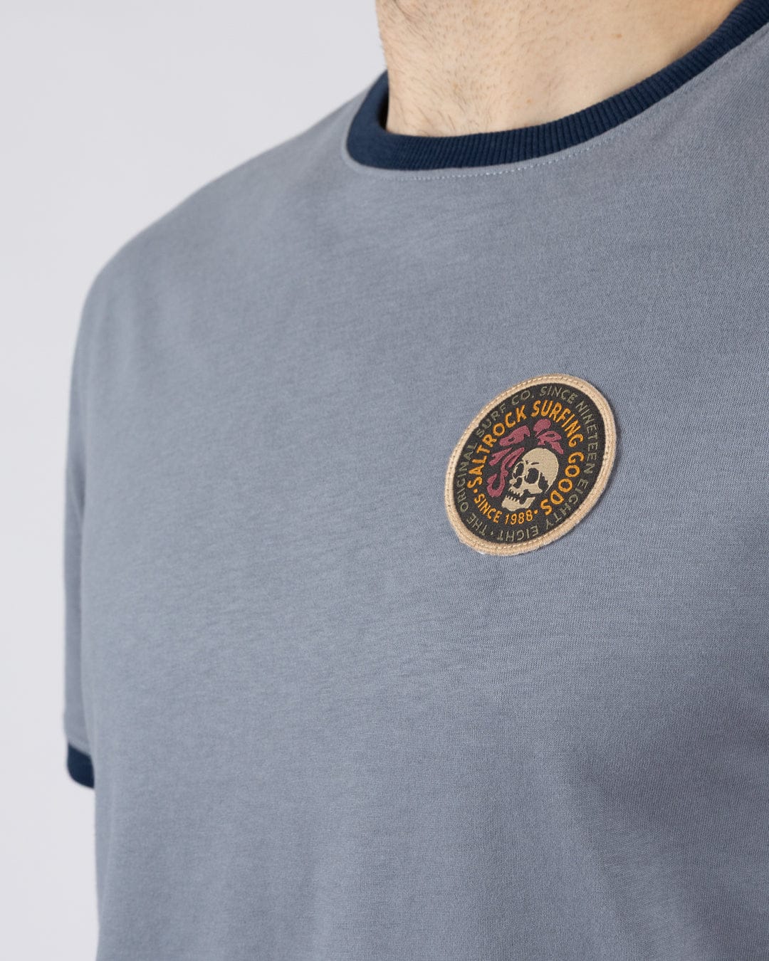 Trail Badge Ringer  - Mens Short Sleeve T-Shirt - Blue - Image 2
