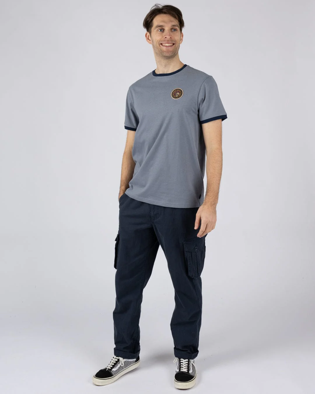 Trail Badge Ringer  - Mens Short Sleeve T-Shirt - Blue - Image 4