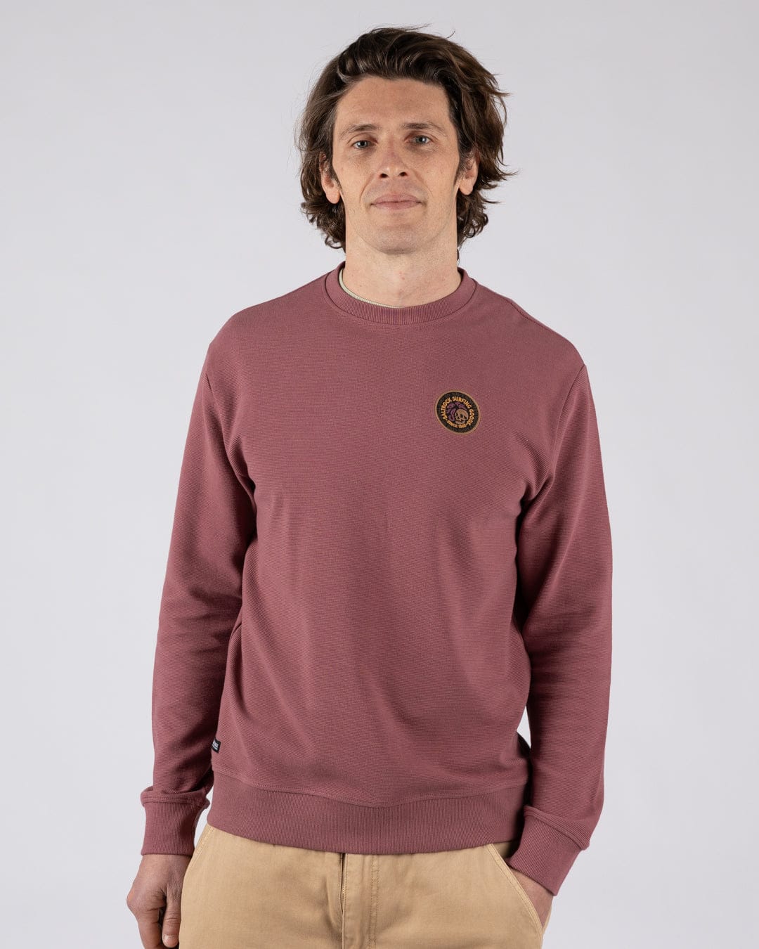Trail Badge  - Mens Sweatshirt - Dark Pink - Image 2