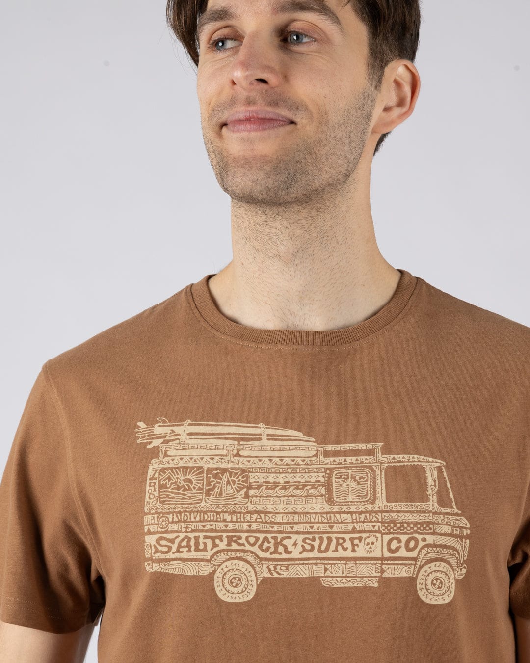 Trail Bus - Mens Short Sleeve T-Shirt - Brown - Image 3