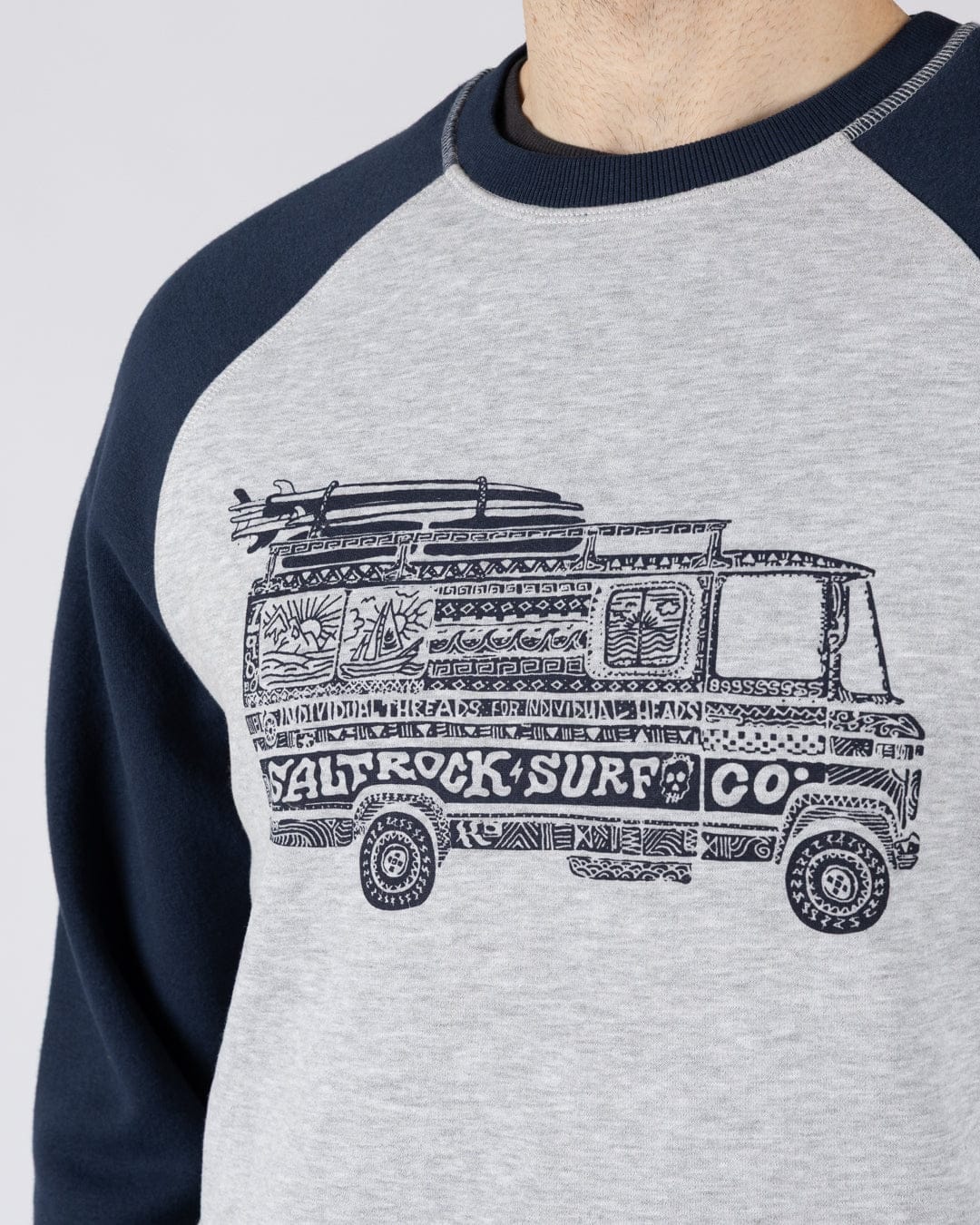 Trail Bus - Mens Raglan Sweatshirt - Grey - Image 2