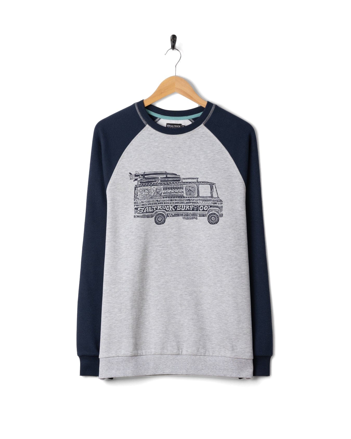 Trail Bus - Mens Raglan Sweatshirt - Grey - Image 3