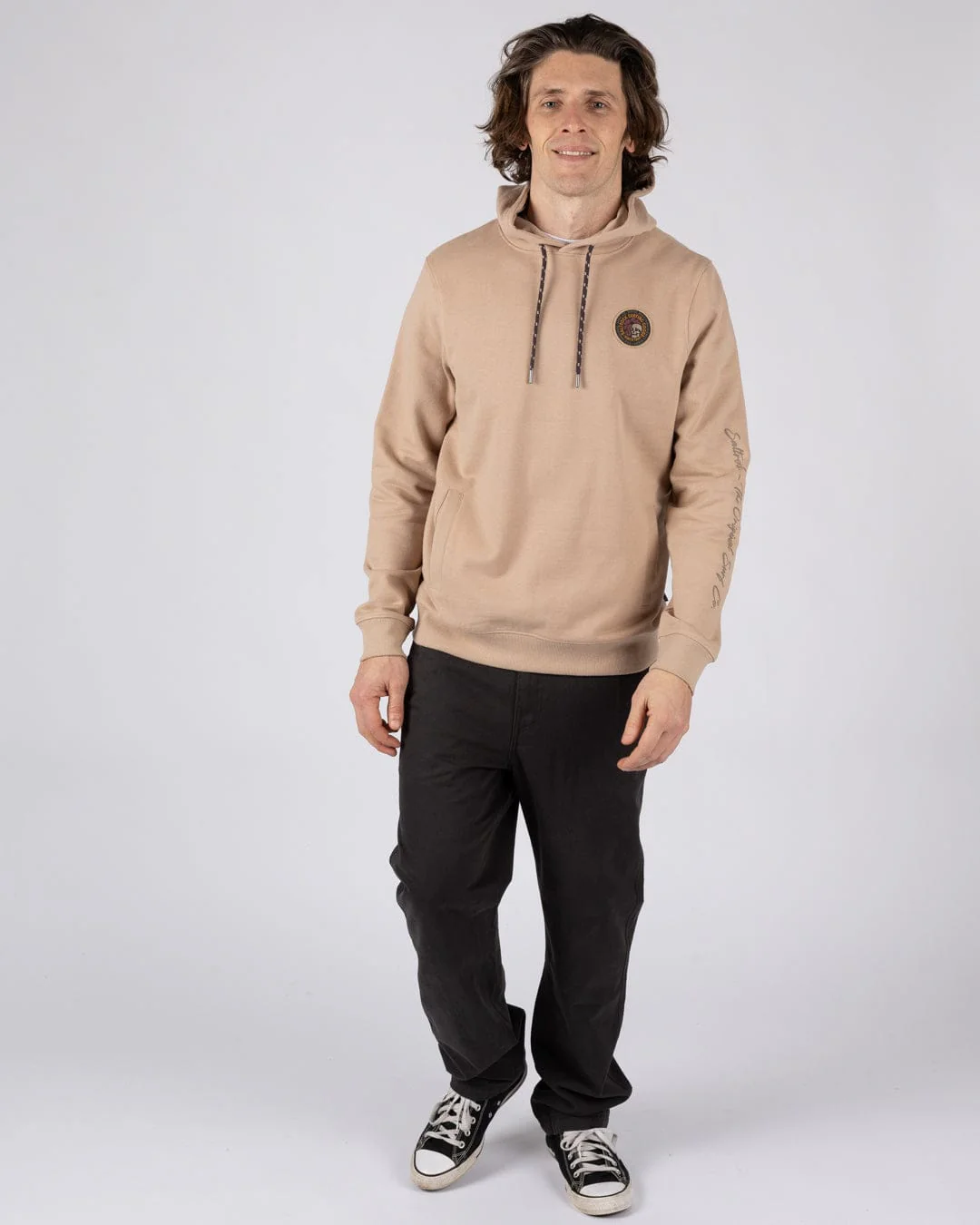 Trail Slogan - Mens Pop Hoodie - Beige - Image 5