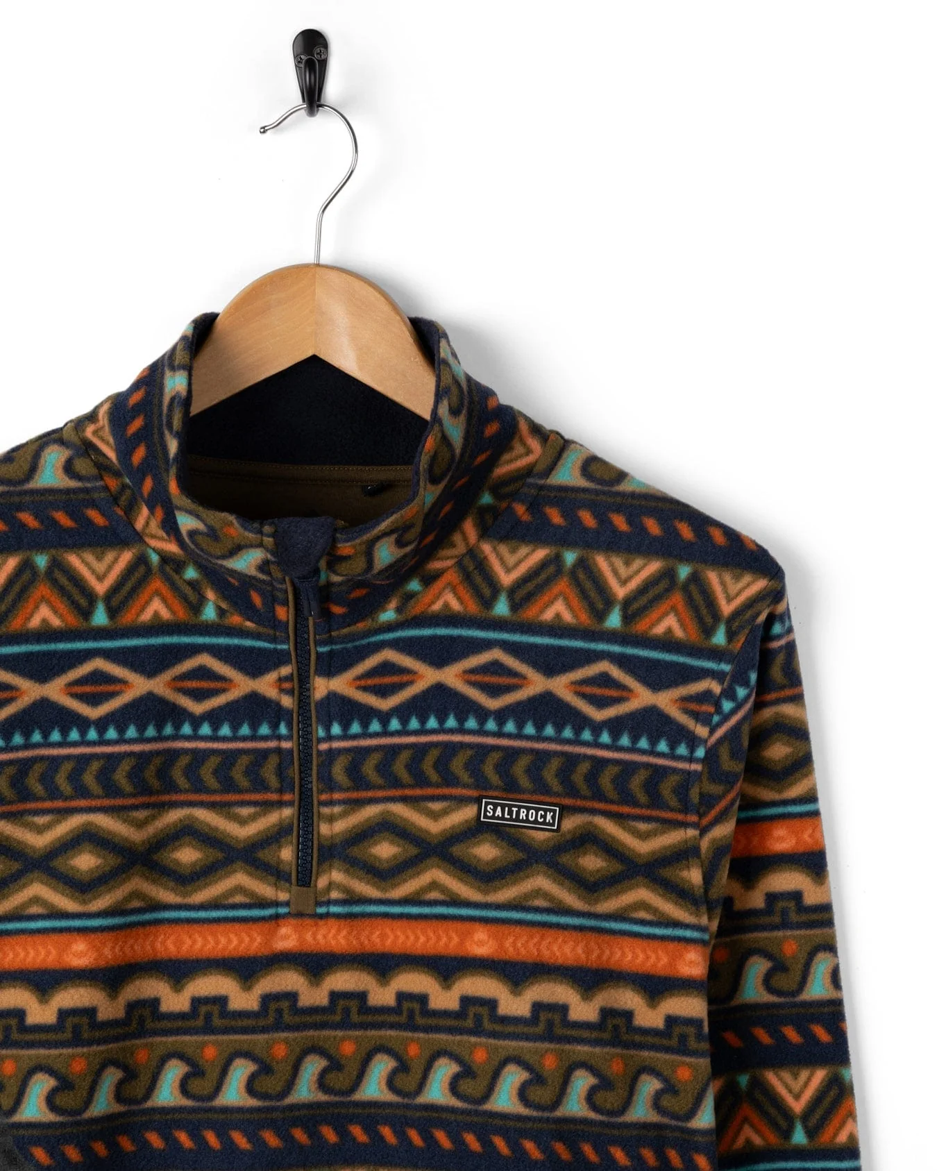 Treehouse - Mens 1/4 Neck Fleece - Orange/Green - Image 6