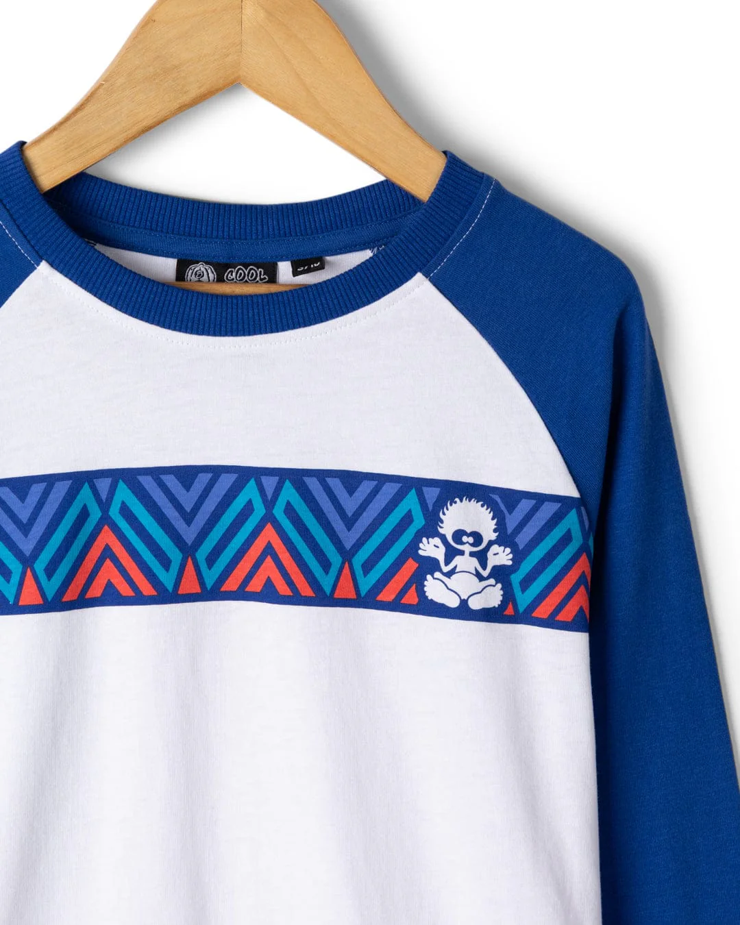 Treehouse Stripe - Kids Long Sleeve Raglan T-Shirt - Blue - Image 2