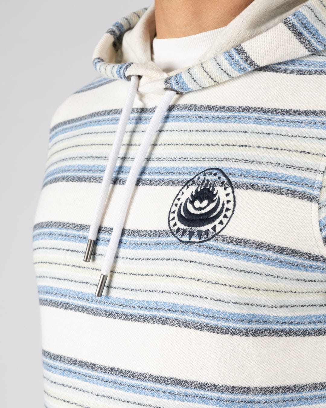 Trewan Flame - Mens Pop Hoodie - Blue/White Stripe - Image 2