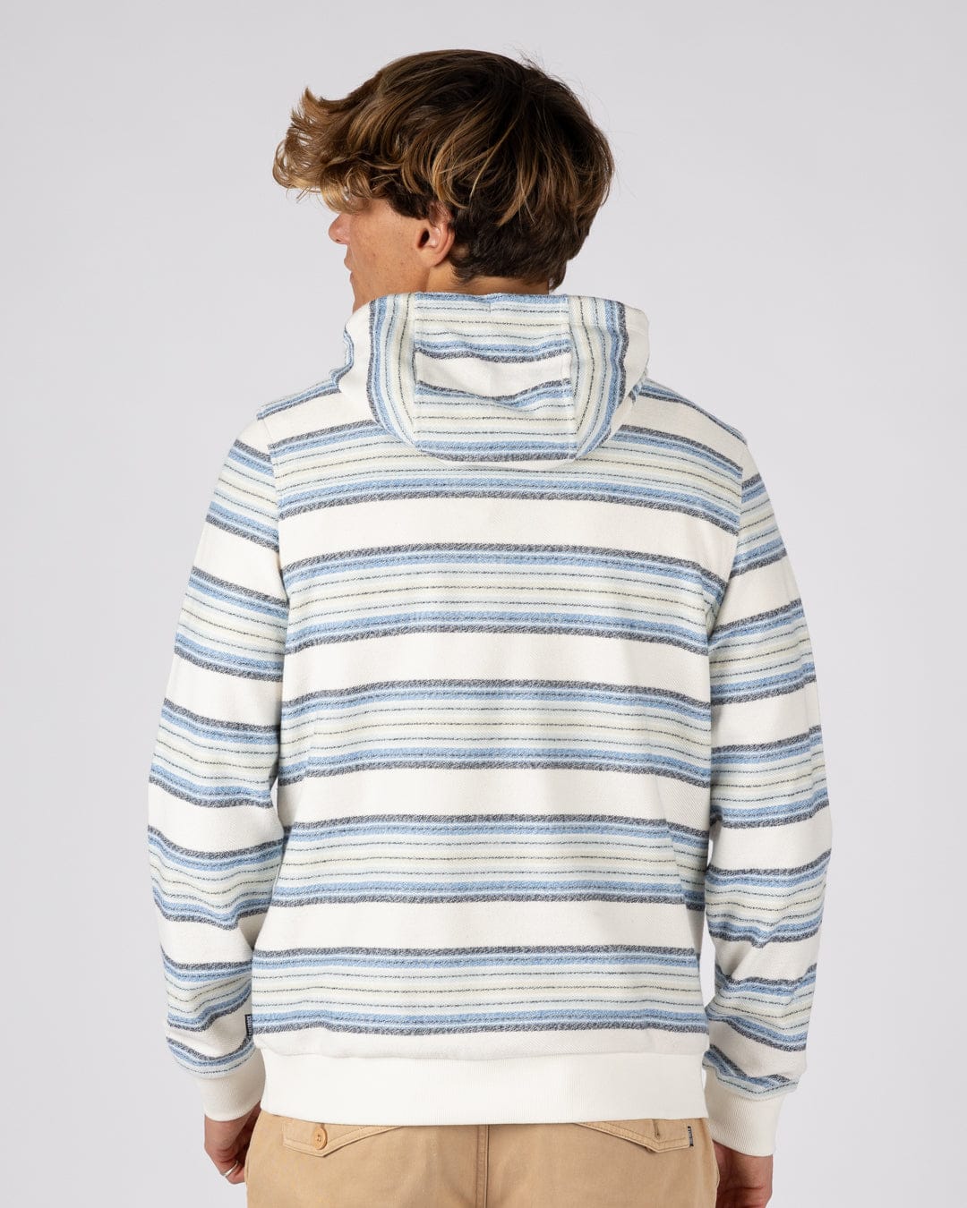 Trewan Flame - Mens Pop Hoodie - Blue/White Stripe - Image 3