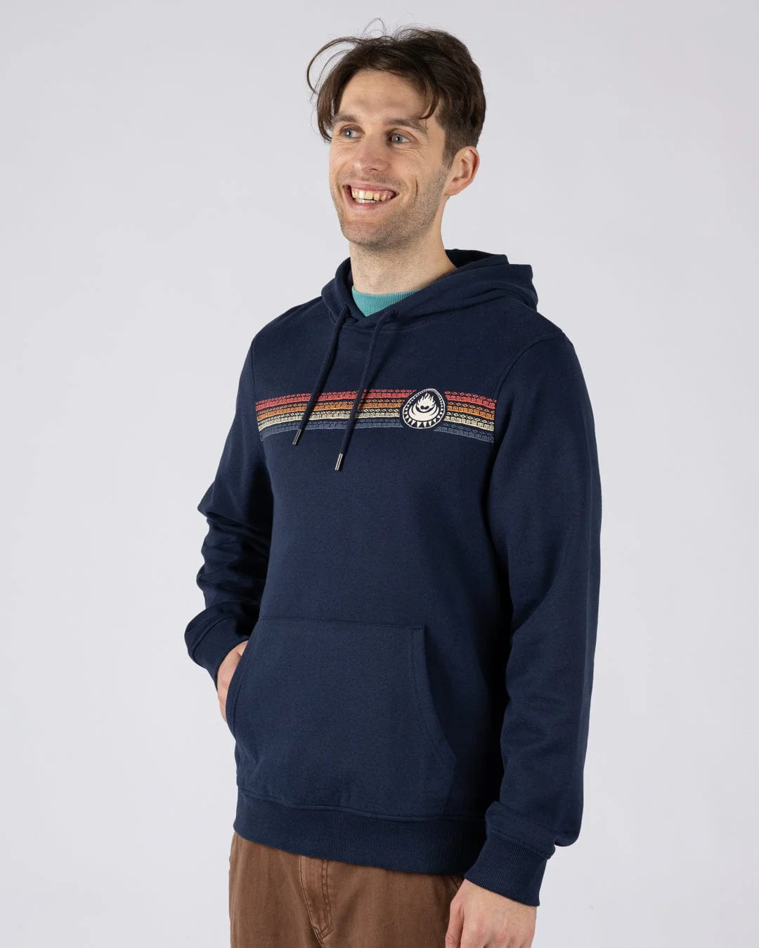 Tribal Stripe - Mens Pop Hoodie - Blue