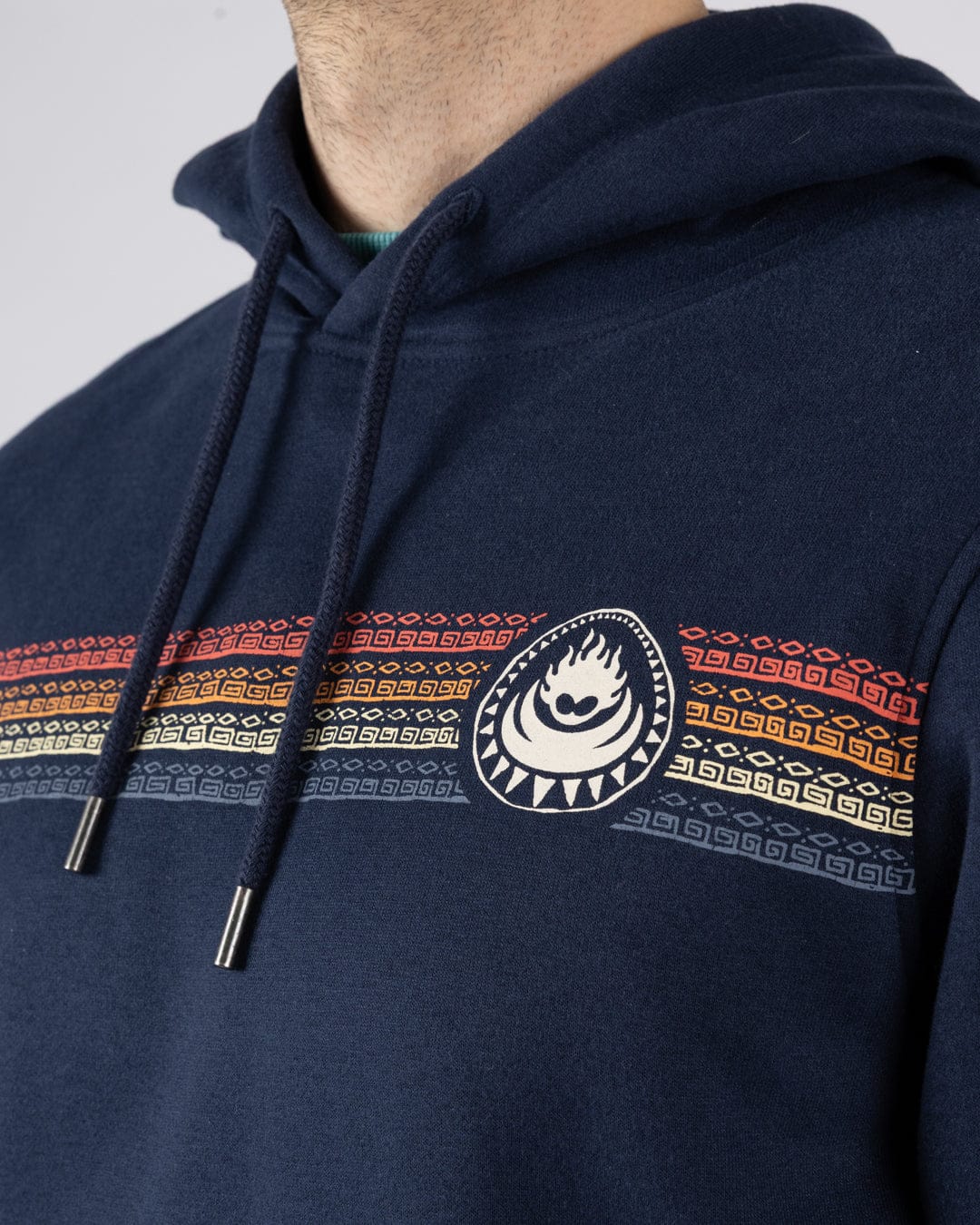 Tribal Stripe - Mens Pop Hoodie - Blue - Image 3