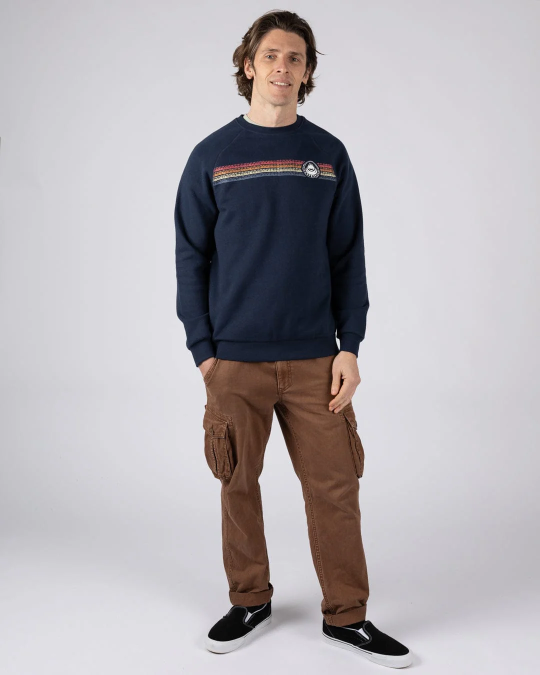 Tribal Stripe - Mens Sweatshirt - Blue - Image 5