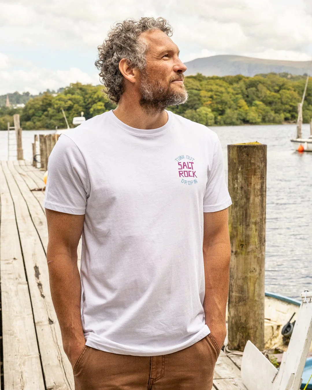 Tune Out - Mens Short Sleeve T-Shirt - White - Image 2