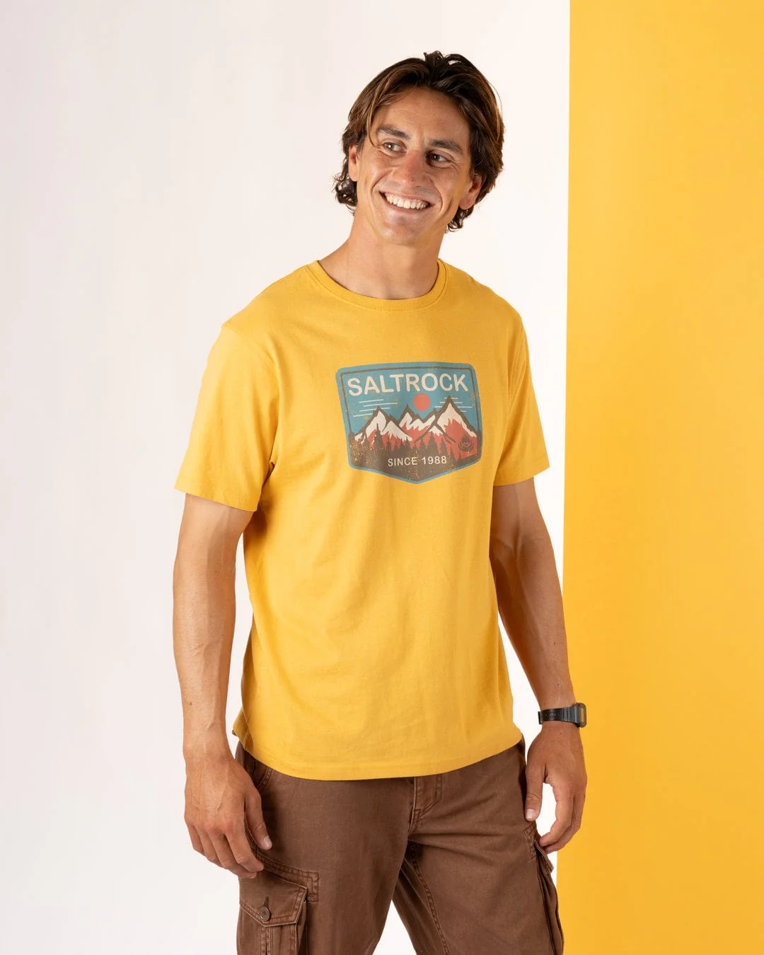 Uplands - Mens Short Sleeve T-Shirt - Yellow - Image 3