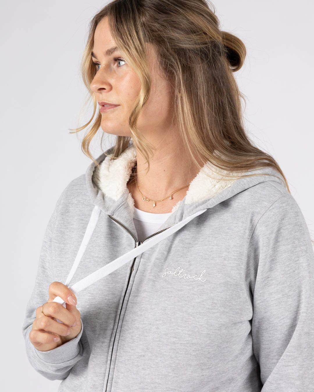 Velator - Womens Borg Lined Hoodie - Grey - Image 4