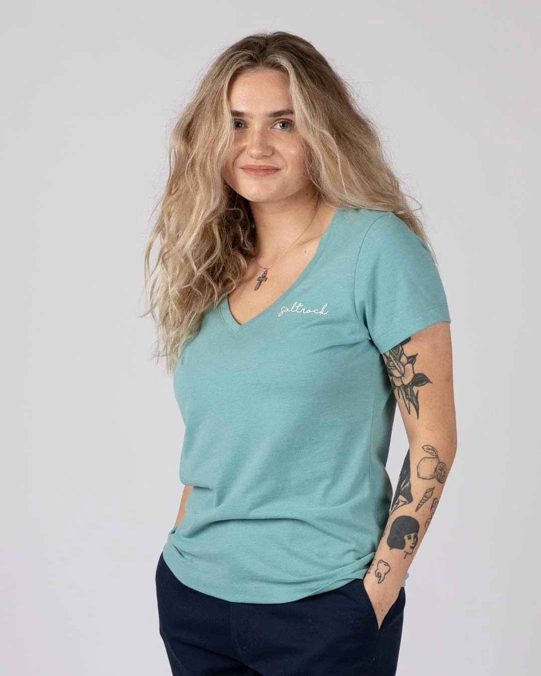 Velator - Womens Short Sleeve V-Neck T-Shirt - Blue - Image 5
