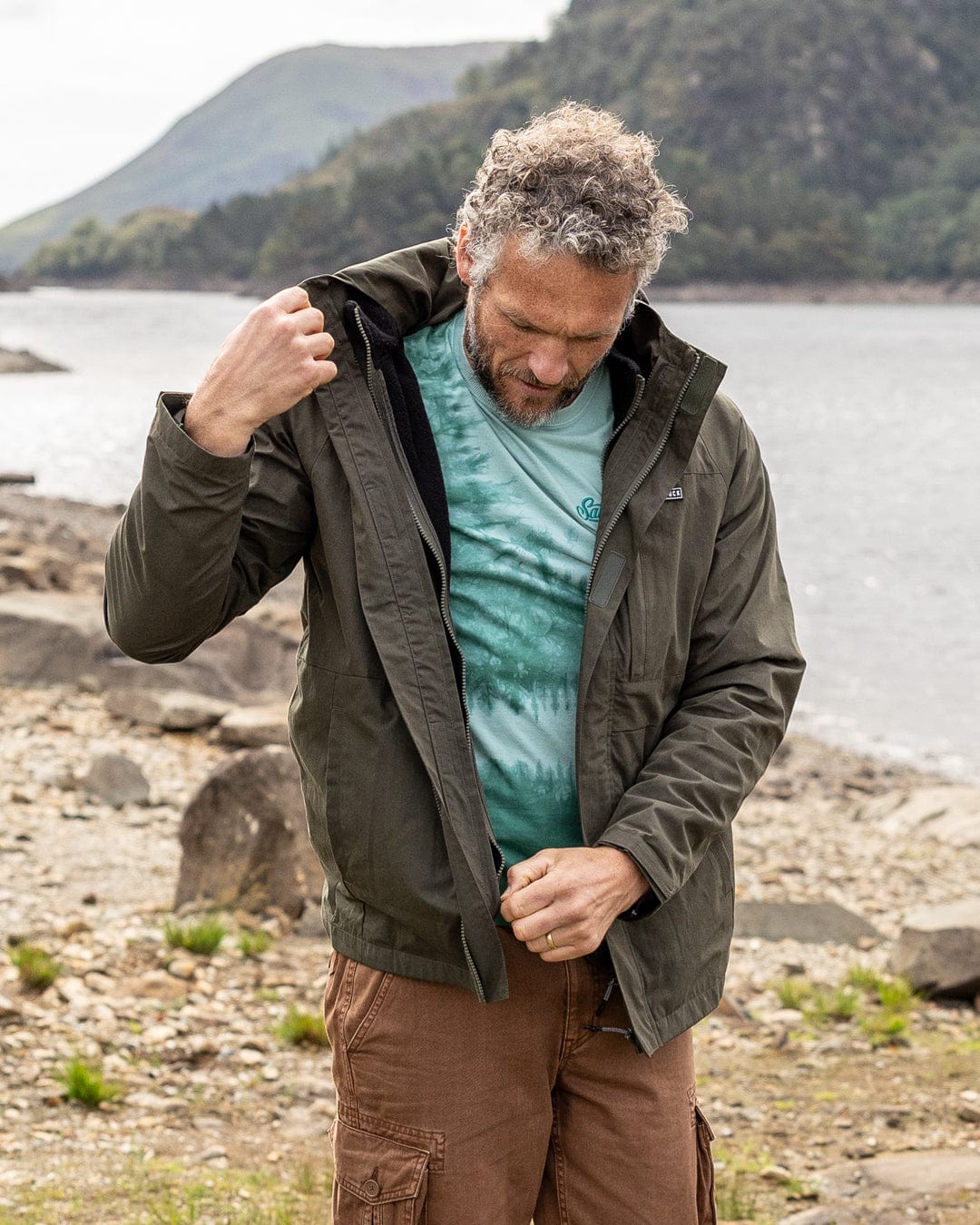 Verses - Mens Water Resistant 3 in 1 Jacket - Green - Image 3