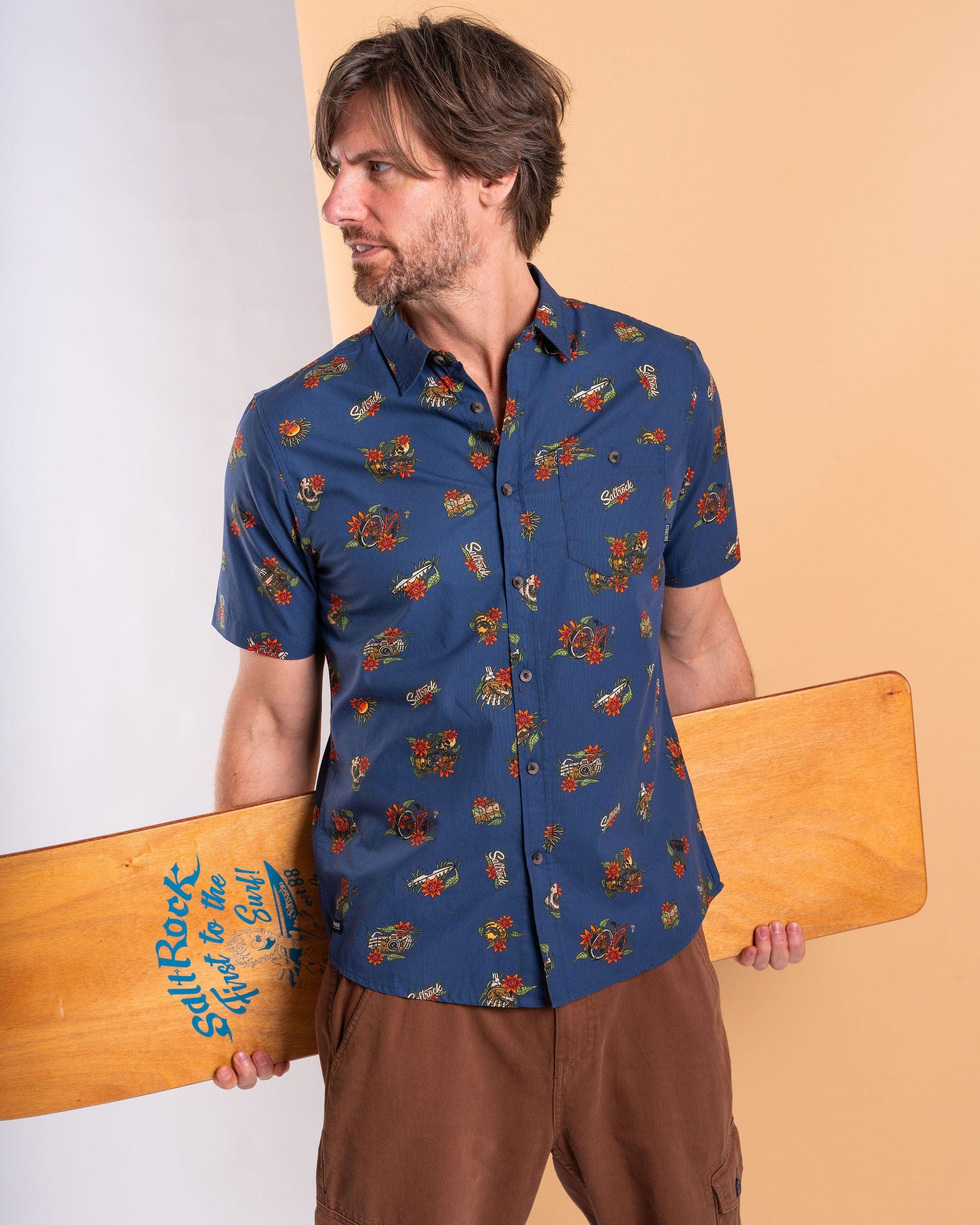Wanderer - Mens Short Sleeve Shirt - Blue - Image 4