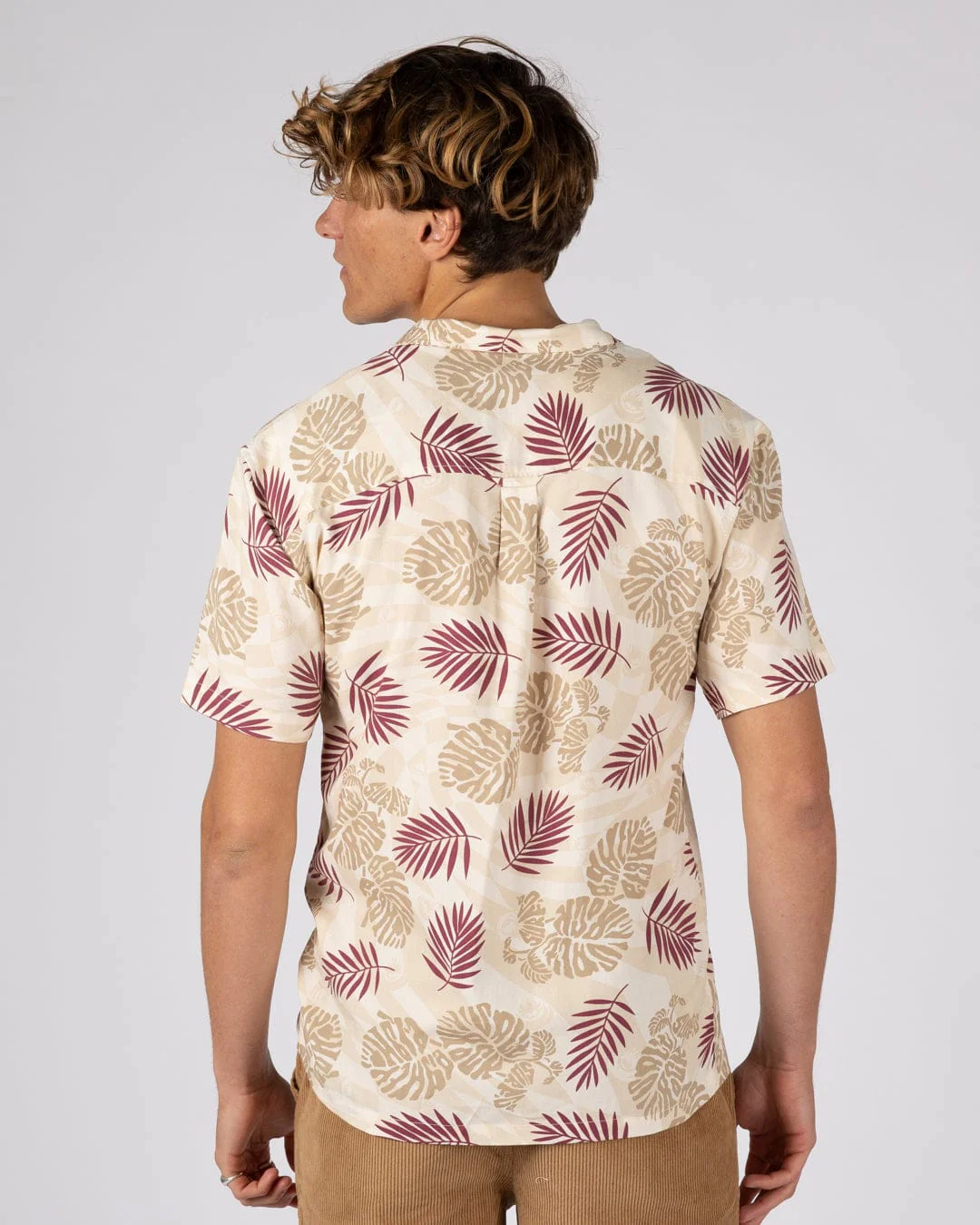 Warp Surf Resort - Mens Oversized Short Sleeve Shirt - Cream - Image 2