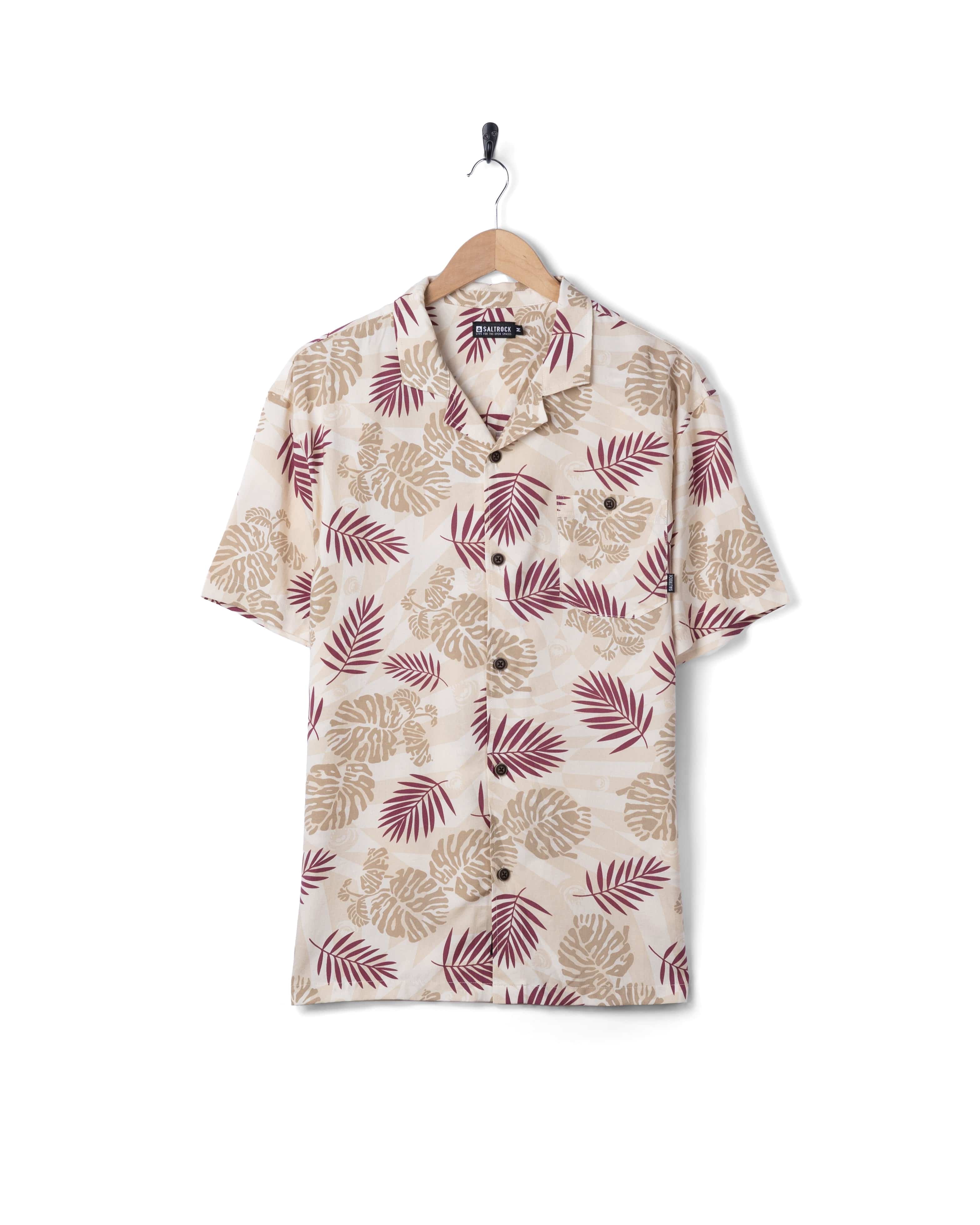 Warp Surf Resort - Mens Oversized Short Sleeve Shirt - Cream - Image 6