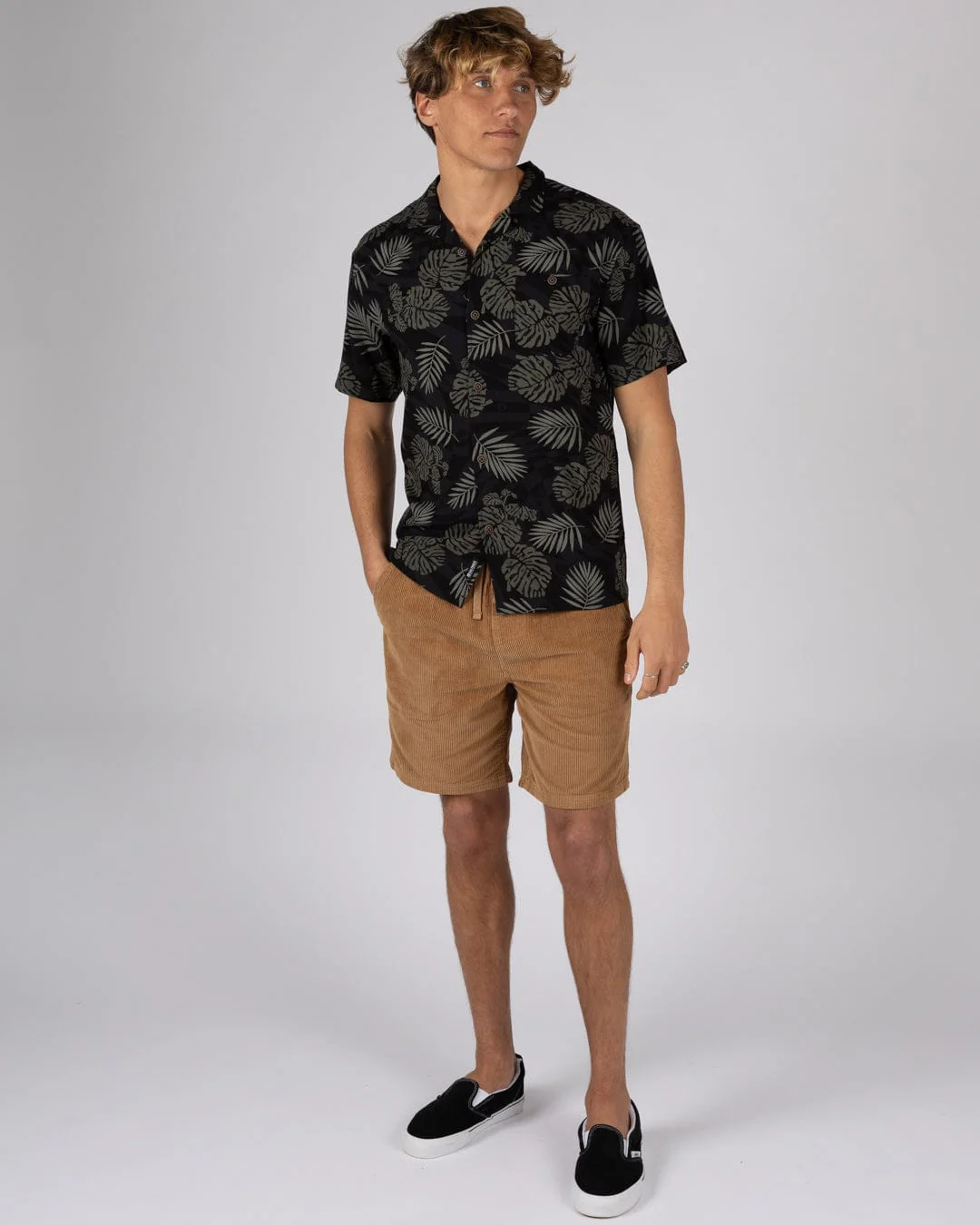 Warp Surf Resort - Mens Oversized Short Sleeve Shirt - Dark Grey - Image 4
