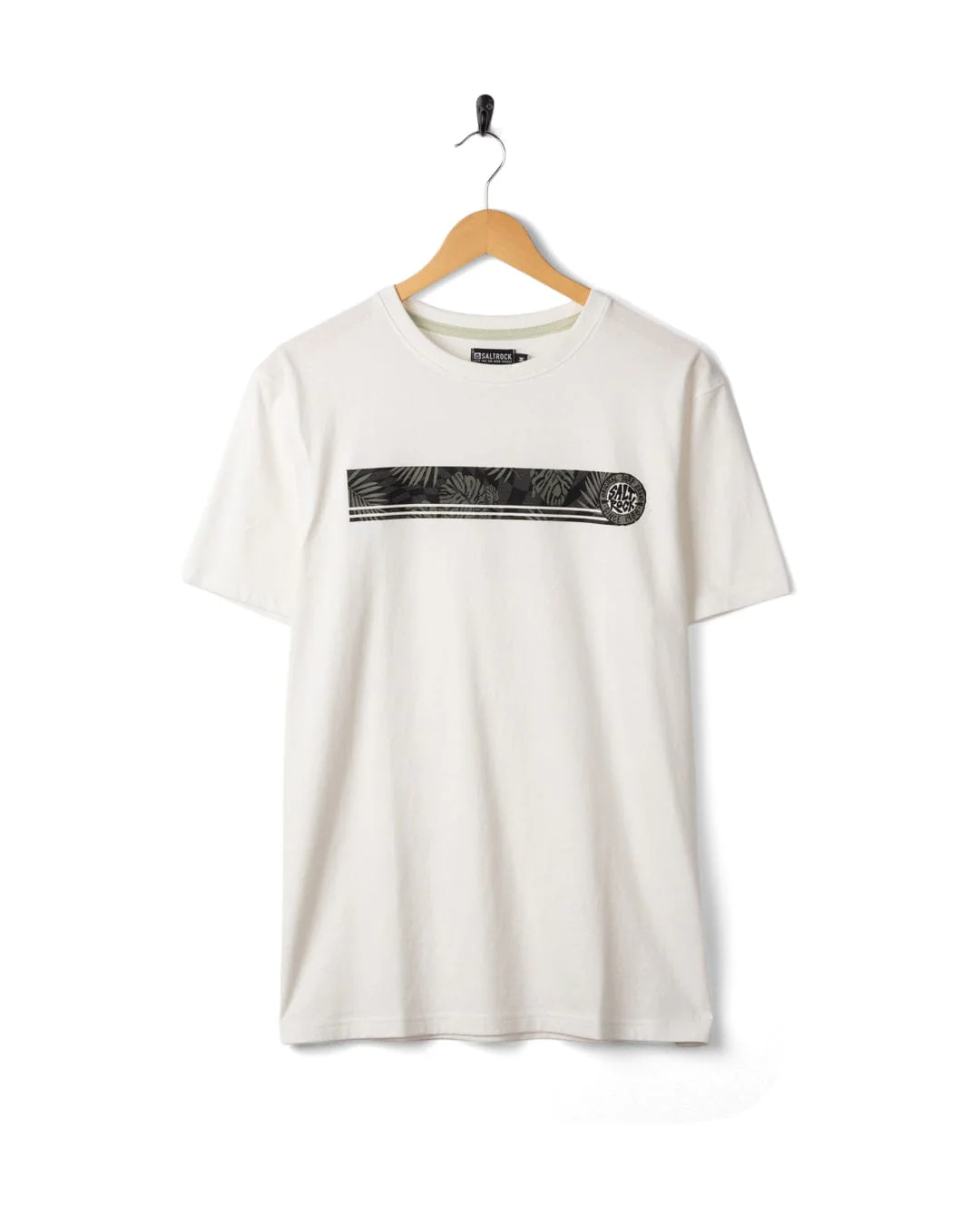 Warp Surf Stripe - Mens Short Sleeve T-Shirt - Cream - Image 7