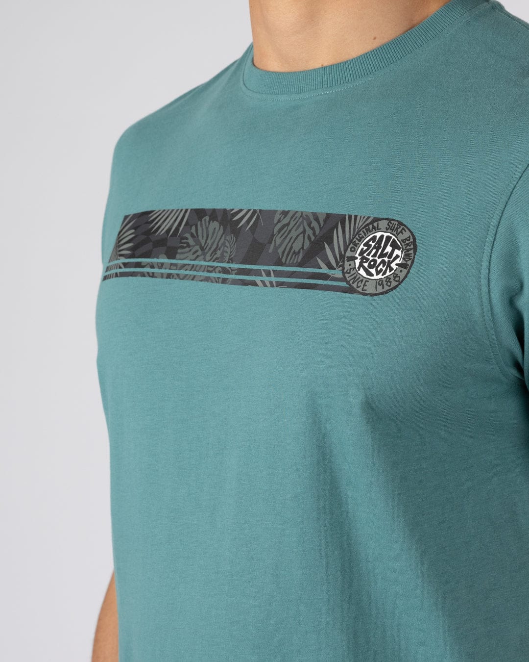 Warp Surf Stripe - Mens Short Sleeve T-Shirt - Dark Green - Image 2