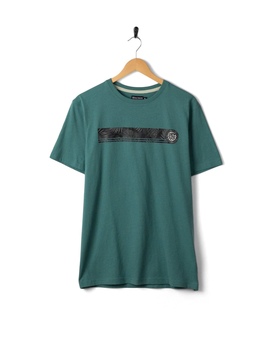 Warp Surf Stripe - Mens Short Sleeve T-Shirt - Dark Green - Image 5