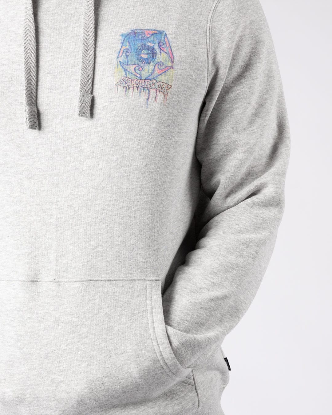 Wave Running - Mens Pop Hoodie - Light Grey - Image 5
