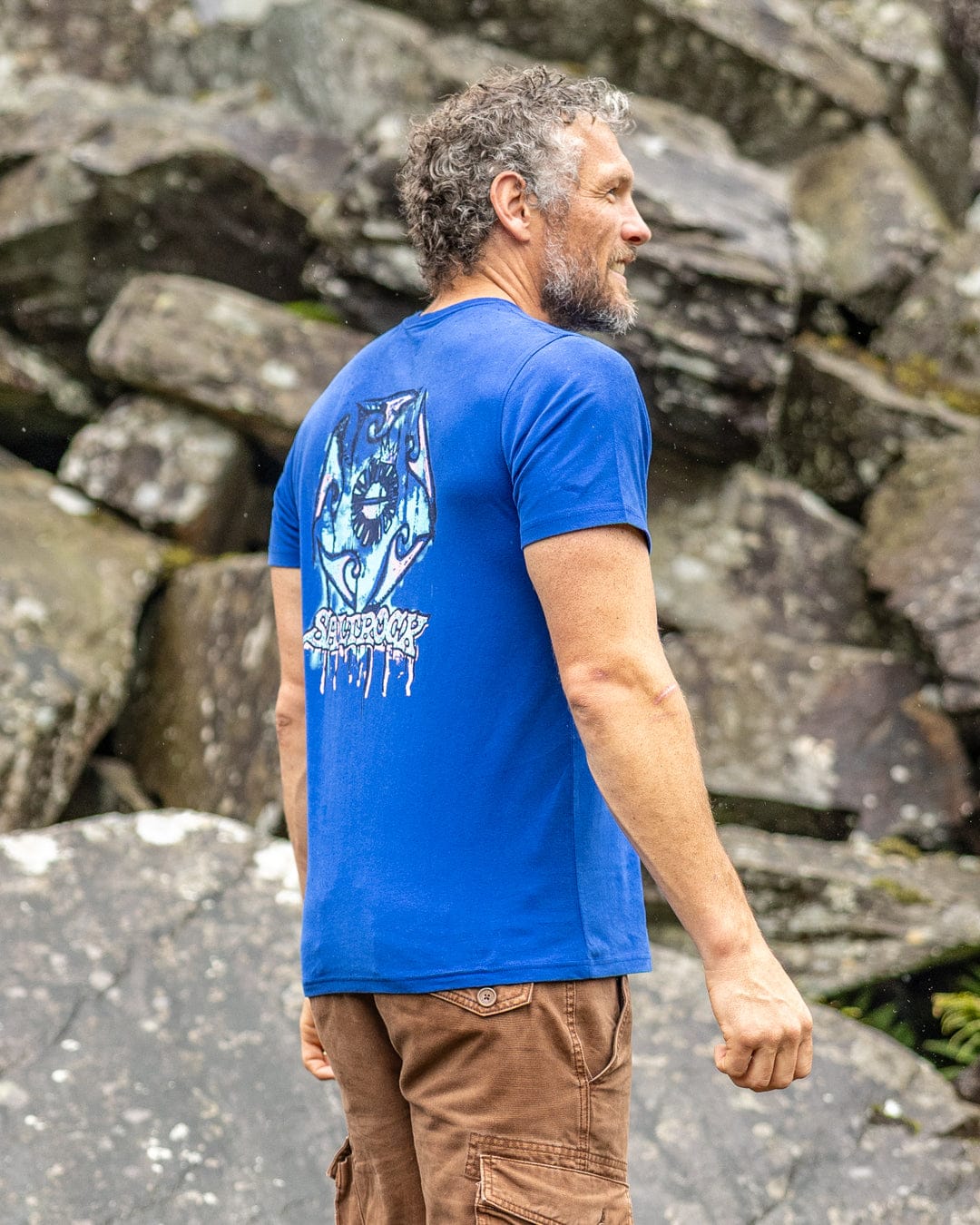 Wave Running - Mens Short Sleeve T-Shirt - Blue - Image 3