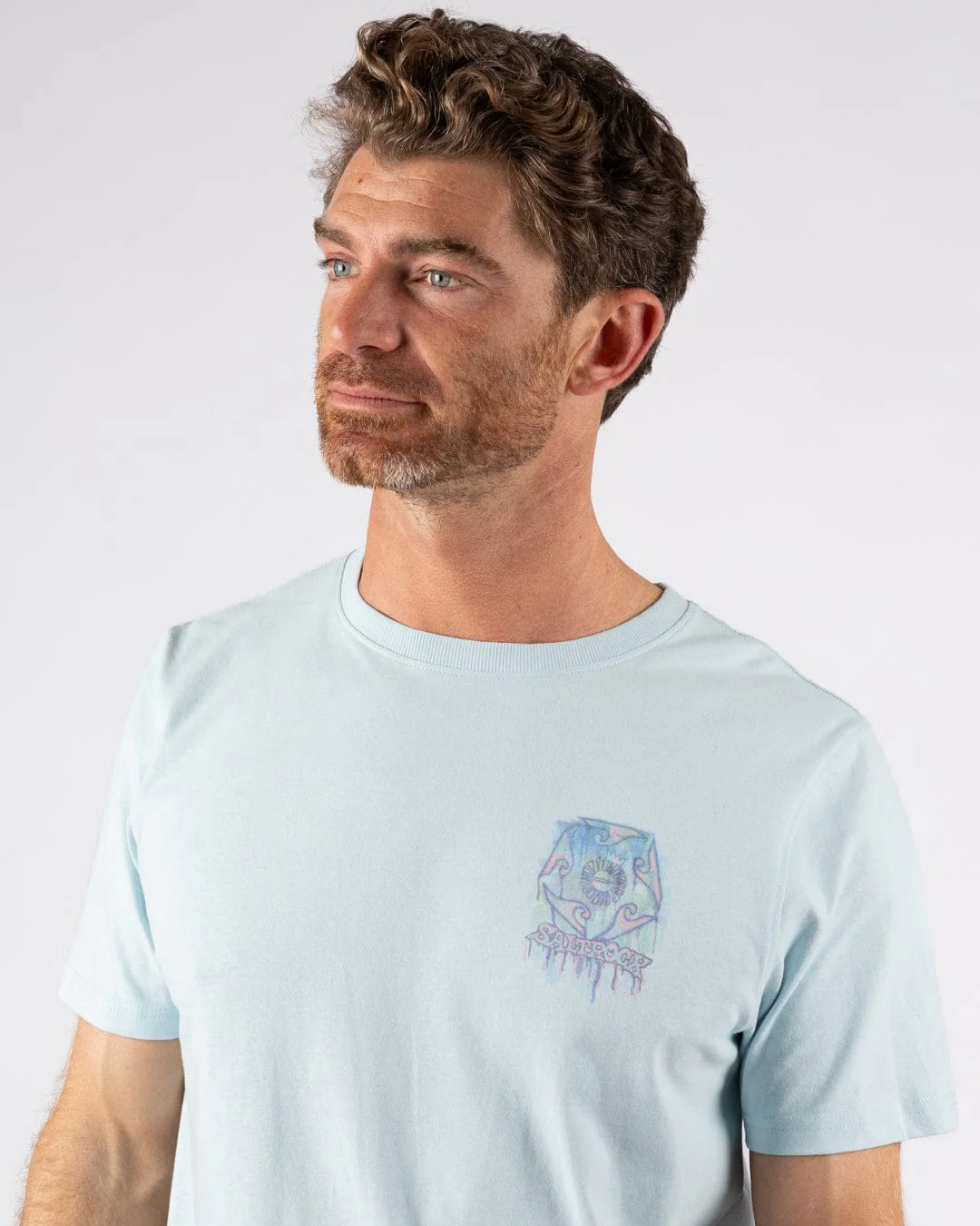 Wave Running - Mens Short Sleeve T-Shirt - Light Blue - Image 5