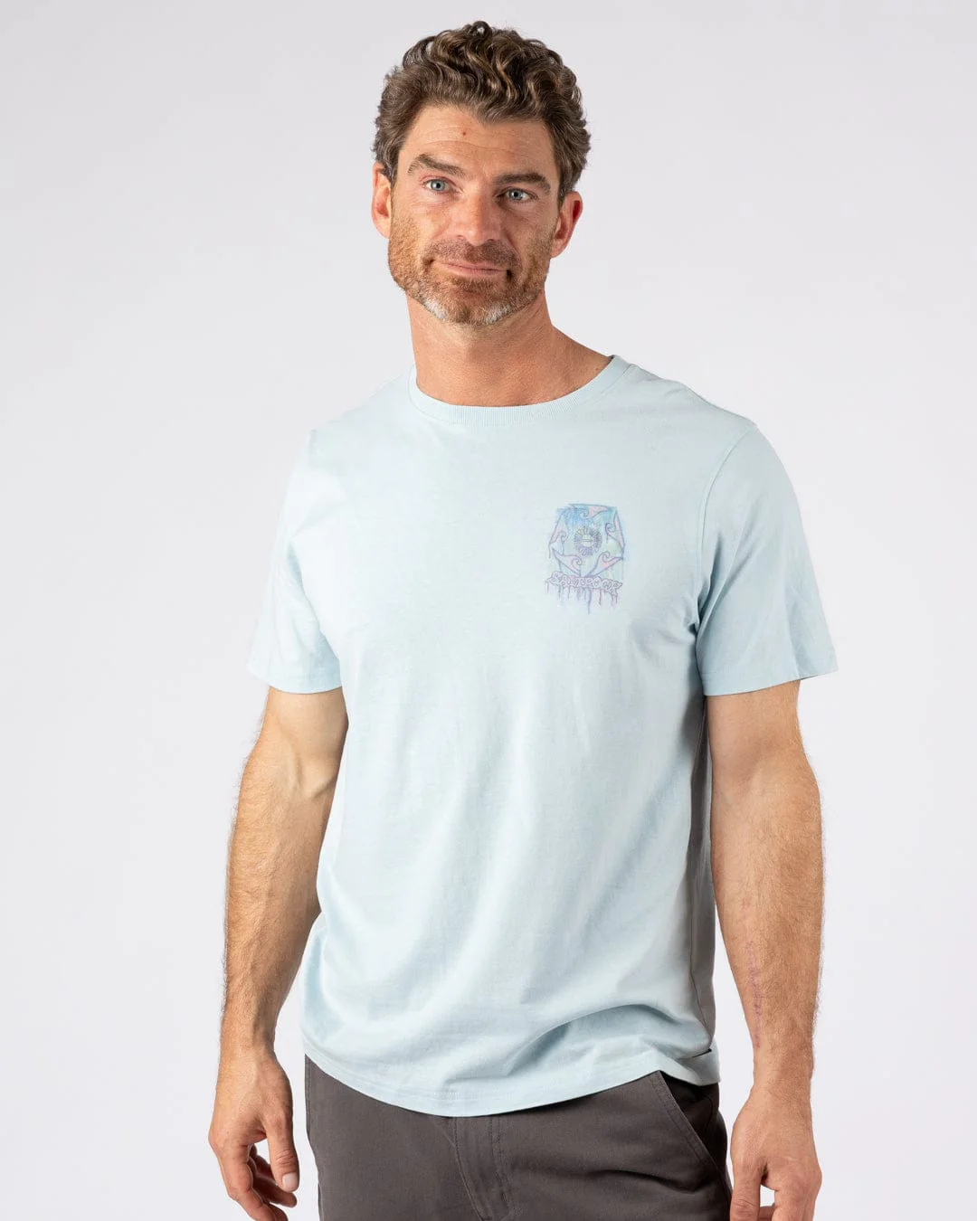 Wave Running - Mens Short Sleeve T-Shirt - Light Blue - Image 6